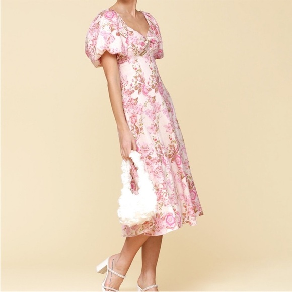 Avec Les Filles Floral-Print Twist Bodice Midi Dress - Picture 4 of 12